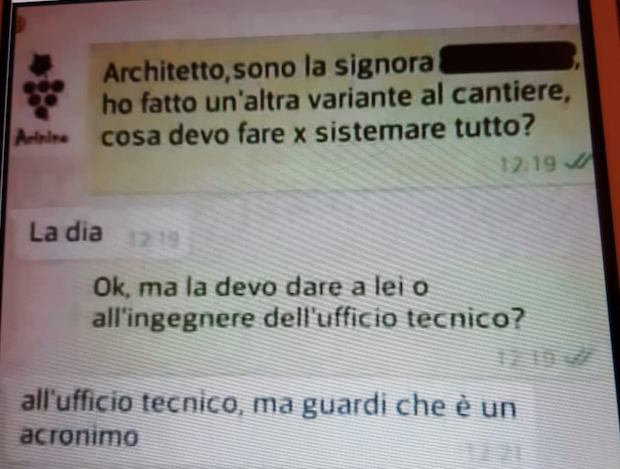 L’architetto: “Signora per quei lavori serve la dia”.  Lei: “Mi dica con chi devo andare a letto….”